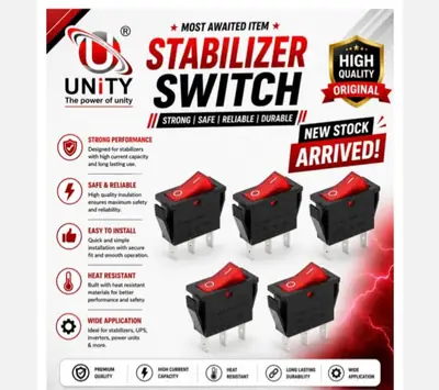 Unity Electric Switch Button for DIYs, DC Motor, Lights, Projects Etc Pack of 5