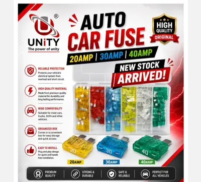 Unity Micro Car Fuses Automotive Blade Type Mini Fuse 20A 30A 40A Auto Blade Type Fuse Set with Clip