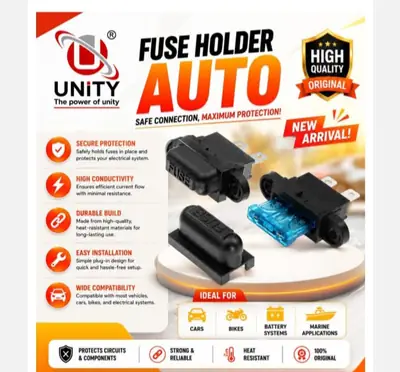 Unity Panel-Mount Standard ATO/ATC Automotive Blade Fuse Holder with Protective Cap