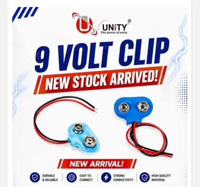 Unity  9V PP3 9Volt Battery Clip Connector T-Type Holder Lead Wire Pack of 2