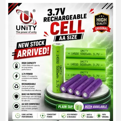 Unity  3.7V Li ion cell rechargeable lithium battery 14500 AA size 5000mAh