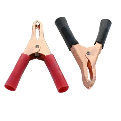 Unity Battery Clamps, 30 AMP, Copper Clad Insulated Battery Clips, Color Code, Red & Black Jacketed Handle thumbnail 2