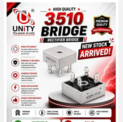 Unity KBPC 3510 Square Full Bridge Charger Rectifier Stack Flat Bridge Four-pin Through-hole Mounting