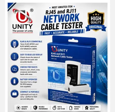 Unity Network Cable Tester RJ45 RJ11 | LAN Cable Tester for CAT5 CAT5e CAT6 Ethernet Cables | Professional Network Wire Tester with Remote | Phone & LAN Cable Testing Tool