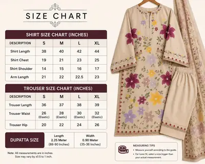 3 Pcs Women's Stitched Cotton Lawn Embroidered Kaftan Suit thumbnail 5