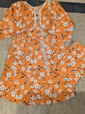 2 Pcs Girl's Stitched Cotton Printed Frock thumbnail 2