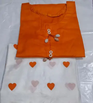 2 Pcs Women's Stitched Cotton Plain Shirt And Trouser thumbnail 2
