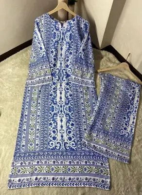 2 Pcs Women's Stitched Arabic Lawn Printed Shirt And Trouser thumbnail 5