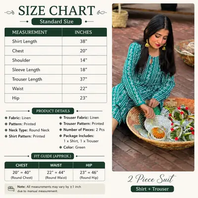 2 Pcs Women's Stitched Linen Block Printed Shirt And Trouser thumbnail 4