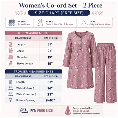 2 Pcs Women's Stitched Linen Printed Co-Ord Set thumbnail 3