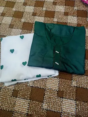 2 Pcs Women's Stitched Linen Plain Shirt And Trouser thumbnail 2