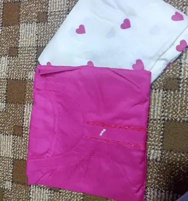 2 Pcs Women's Stitched Linen Plain Shirt And Trouser thumbnail 2