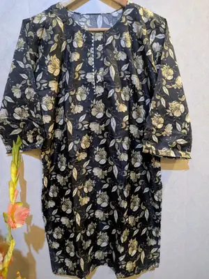 2 Pcs Women's Stitched Cotton Printed Shirt And Trouser thumbnail 2