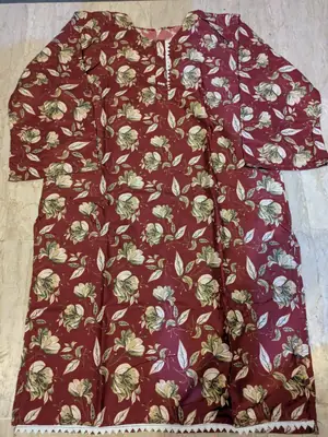 2 Pcs Women's Stitched Cotton Printed Shirt And Trouser thumbnail 2