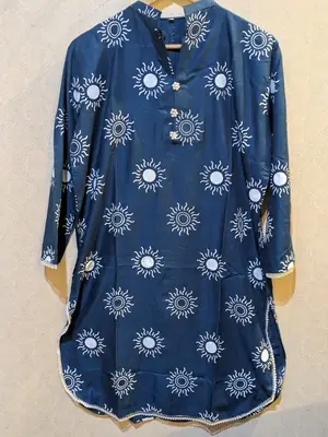 2 Pcs Women's Stitched Linen Printed Shirt And Trouser thumbnail 2