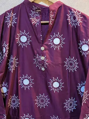 2 Pcs Women's Stitched Linen Printed Shirt And Trouser thumbnail 3