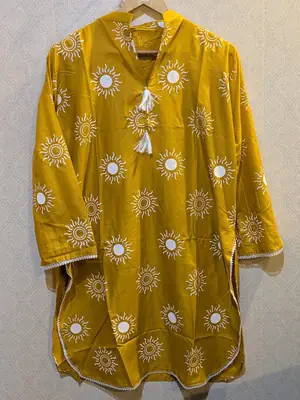 2 Pcs Women's Stitched Linen Printed Shirt And Trouser thumbnail 2