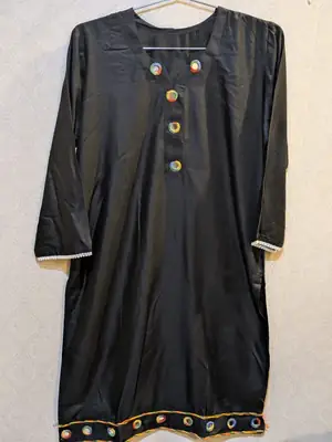 2 Pcs Women's Stitched Linen Plain Shirt And Trouser thumbnail 2