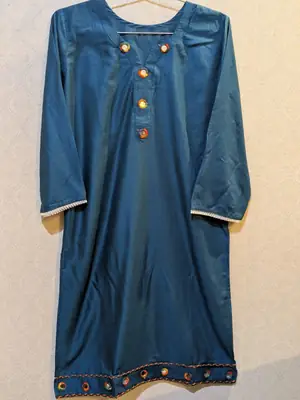 2 Pcs Women's Stitched Linen Plain Shirt And Trouser thumbnail 2