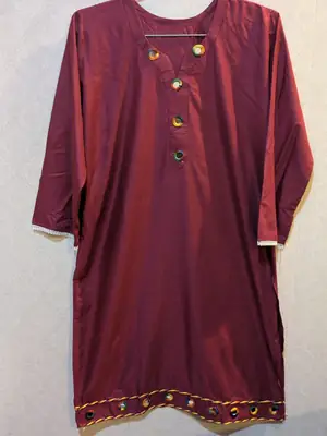 2 Pcs Women's Stitched Linen Plain Shirt And Trouser thumbnail 2