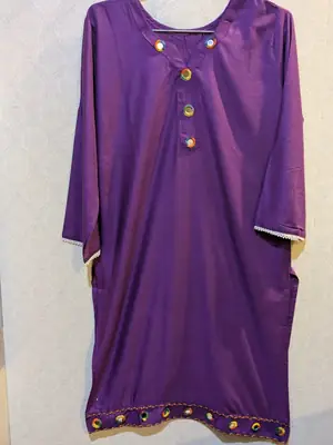 2 Pcs Women's Stitched Linen Plain Shirt And Trouser thumbnail 2