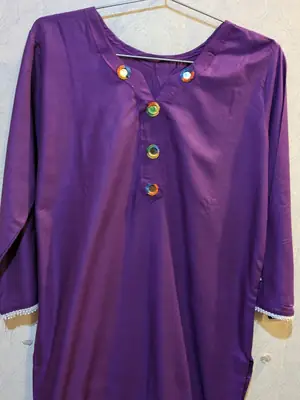 2 Pcs Women's Stitched Linen Plain Shirt And Trouser thumbnail 3