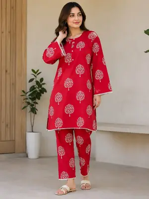 2 Pcs Women's Stitched Lawn Block Printed Shirt And Trouser