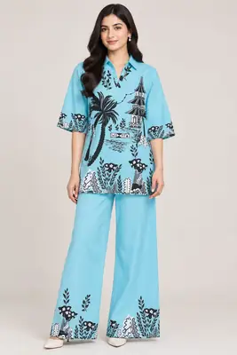 2 Pcs Women's Stitched Grip Printed Co-Ord Set