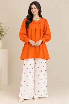 2 Pcs Women's Stitched Grip Plain Co-Ord Set