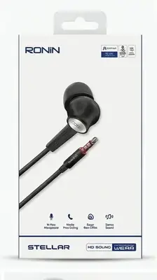 In-built Microphone Wired Earphones Black thumbnail 2