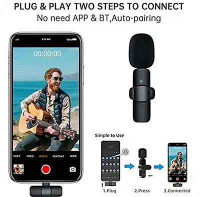K8 Wireless Microphone 3-in-1 Noise Reduction Black thumbnail 6