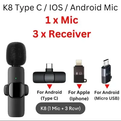 K9 Wireless Vlogging Microphone Black Rechargeable thumbnail 5