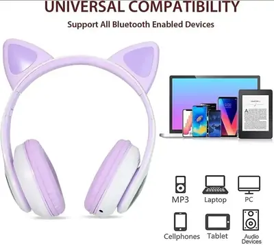 Cat Ear LED Headphones Multicolor ABS for Teens Young Adults thumbnail 2