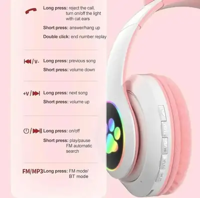 Cat Ear LED Headphones Multicolor ABS for Teens Young Adults thumbnail 6
