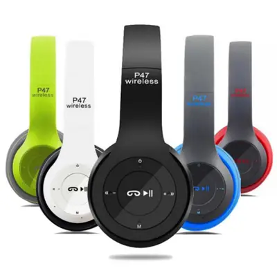 P47 Wireless Headphones | Bluetooth Foldable Headset | Stereo Sound | FM Radio & TF Card Support