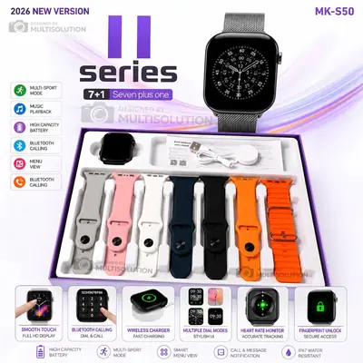 Series 11 Smartwatch 7 Straps Bluetooth 5.3 Black thumbnail 2