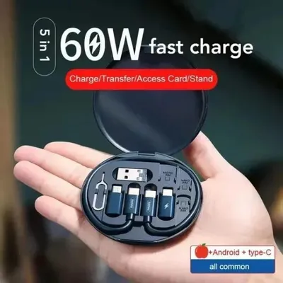 3 in 1 USB Cable Pack Black Fast Charging Portable thumbnail 2