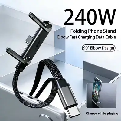 Dual Type-C Fast Charging MAX 240W Foldable Phone Stand Data Cable thumbnail 5