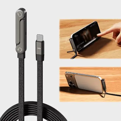 240W USB-C to USB-C Fast 1.5 Meter Charging Cable with Foldable Phone Holder thumbnail 7