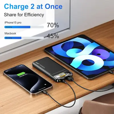 10000Mah Power Bank Slim Portable Charger Pd 22.5W Fast Charging 5V 3A Usb-C Output Battery Pack With Emergency Lighting Compatible Android Phones And Most Electronic Devices thumbnail 5