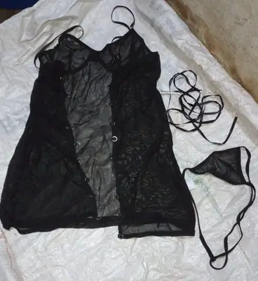 2 Pcs Women's Stitched Net Plain Night Suit / Short Imported Nighty With Panty thumbnail 3