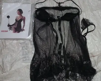 Net Lace Comfortable And Lightweight Nightwear Set / Front Open Short Nighty & Panty thumbnail 3