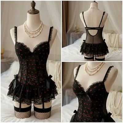 Imported Short Nighty , Panty , & Socks / Silk Lace Comfortable And Lightweight Nightwear Set