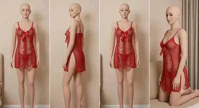Short Imported  Nighty / Net Lace Comfortable And Lightweight Nightwear Set
