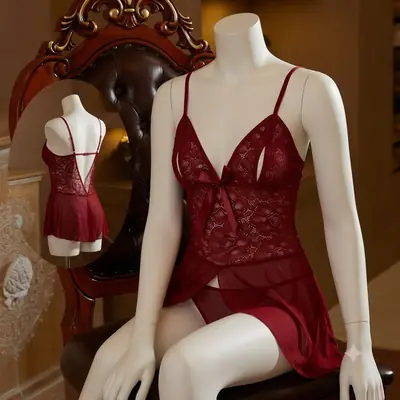 Imported Short Nighty / Net Lace Comfortable And Lightweight Nightwear Set