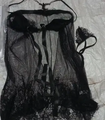 Short Front Open Nighty & Panty / Net Lace Comfortable And Lightweight Nightwear Set thumbnail 3