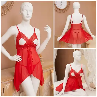 Imported Short Nighty For Girls / Net Lace Comfortable And Lightweight Nightwear Set