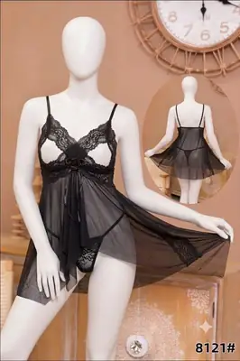 Imported Short Nighty For Girls / Net Lace Comfortable And Lightweight Nightwear Set thumbnail 2