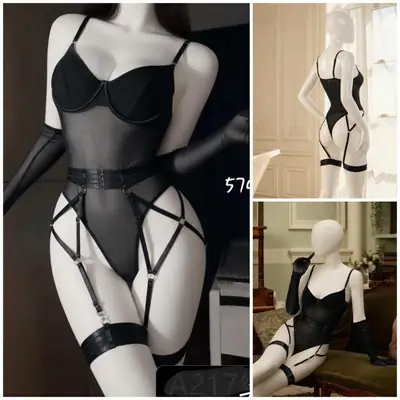  Lingerie Set with Golves & Garter Belt/ BodySuit 