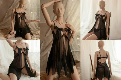 Net Lace Comfortable Short Nighty / Lingerie Set